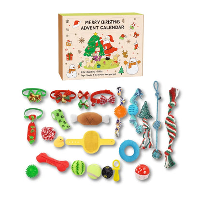 Pet Advent Calendar featuring 24 daily surprises for dogs and cats, made from safe and durable paper, perfect for holiday fun and pet treats. 0