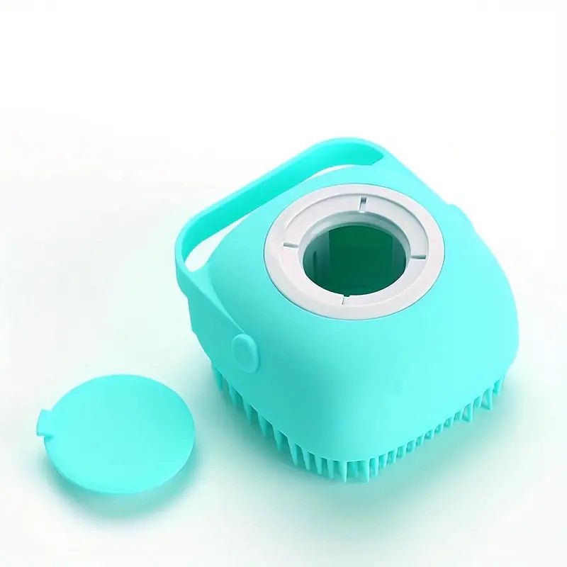 Pet Bath Brush for Dogs and Cats – Ergonomic Design with 300 Soft Bristles for Deep Cleaning and Massaging, Teal Color 2