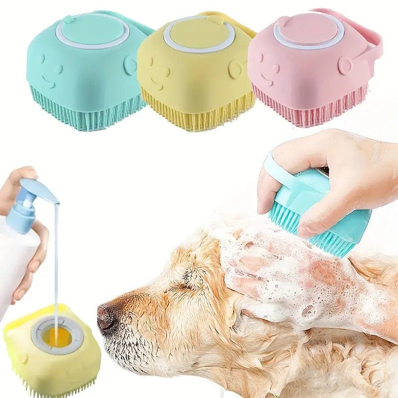 Pet Bath Brush for Dogs and Cats – Ergonomic Design with 300 Soft Bristles for Deep Cleaning and Massaging, Teal Color 3