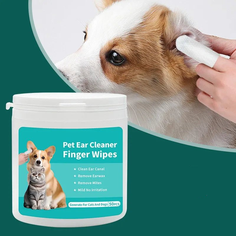 Pet Ear Cleaning Wipes for Dogs and Cats – Soft Non-Woven Fabric, 50 Count for Effective Ear Hygiene 1