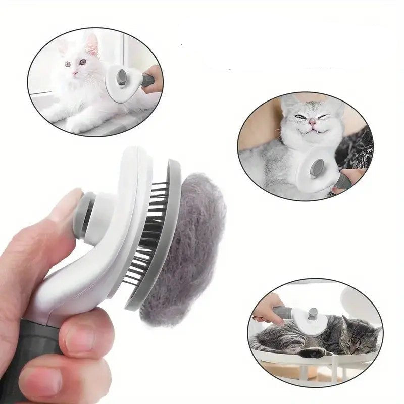 Pet Grooming Brush for Shedding and Massage – One-Click Hair Removal Tool 1