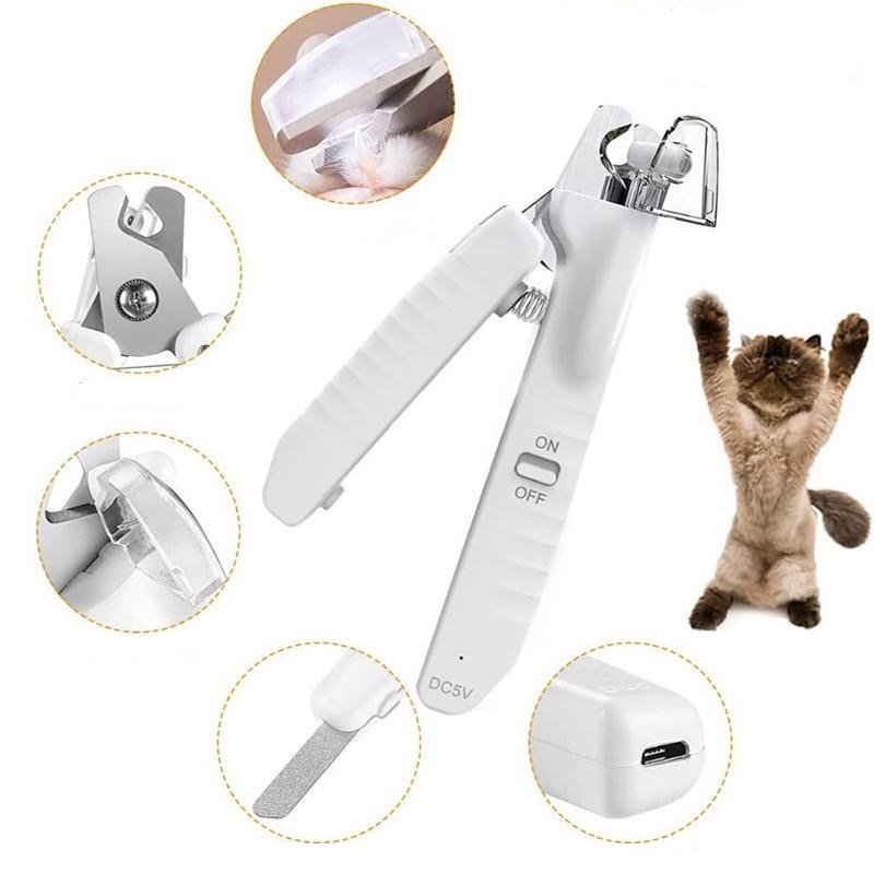 Pet Nail Clippers with LED Light - Safe Dog and Cat Nail Trimming, Ergonomic Design, Rechargeable, Stainless Steel Blades 2