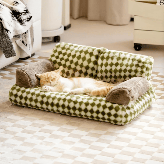 Plush Cat Bed Sofa with Washable Cover – Soft and Stylish Cat Couch for Ultimate Comfort and Support 0