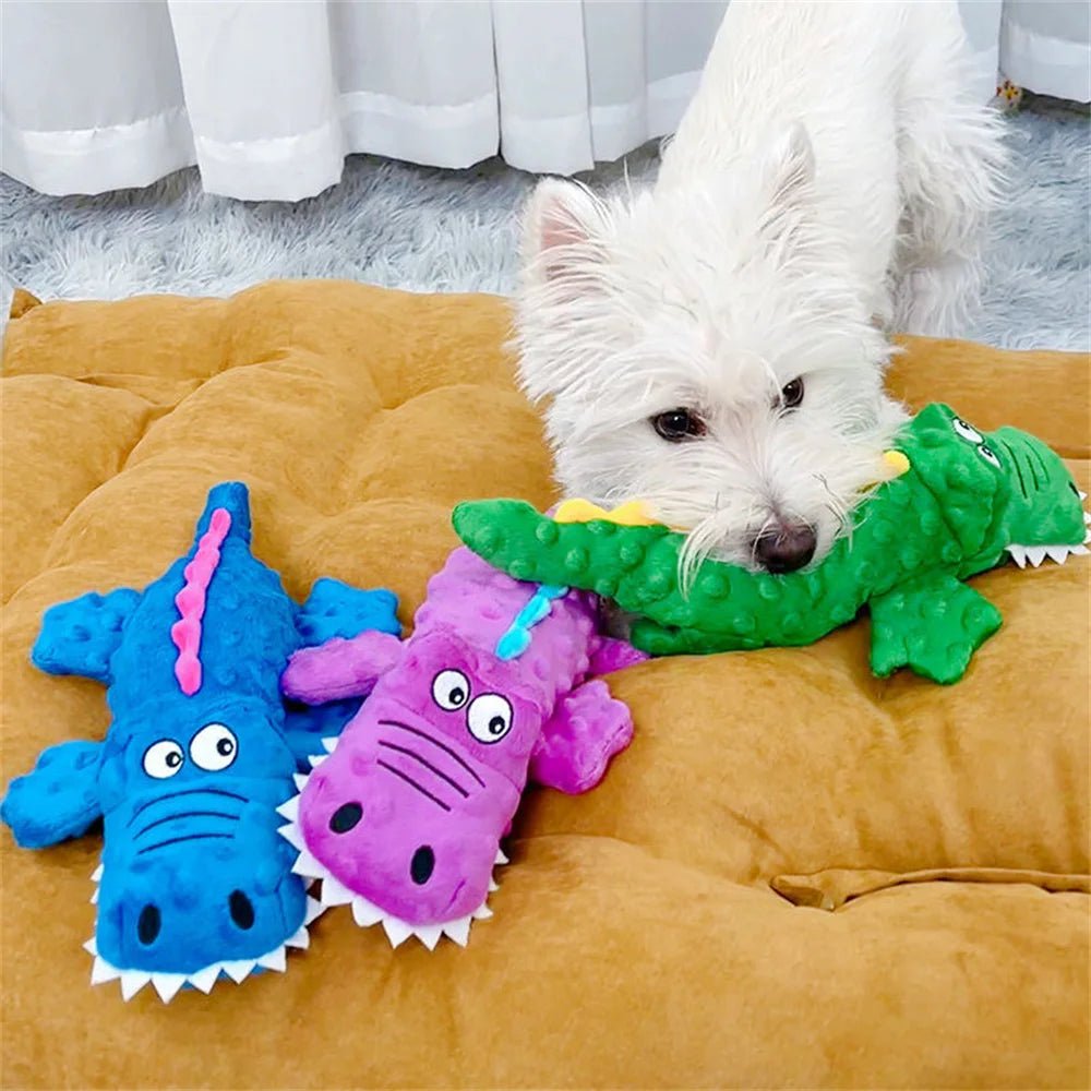 Plush Crocodile Squeaky Toy for Small to Medium Dogs – Durable Chew Toy for Dental Health, 27-37cm, Multiple Colors 3