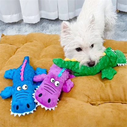 Plush Crocodile Squeaky Toy for Small to Medium Dogs – Durable Chew Toy for Dental Health, 27-37cm, Multiple Colors 3