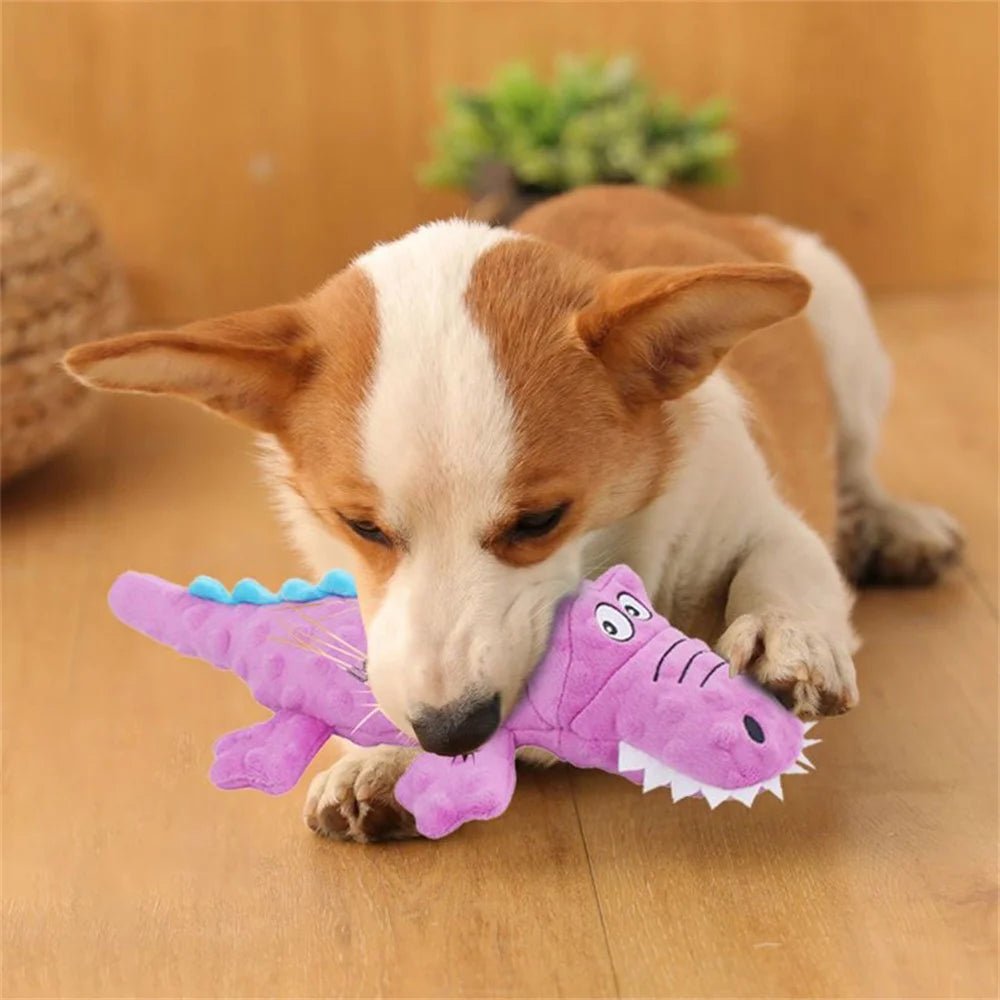 Plush Crocodile Squeaky Toy for Small to Medium Dogs – Durable Chew Toy for Dental Health, 27-37cm, Multiple Colors 4