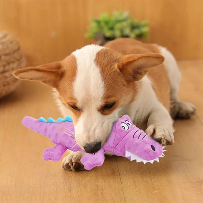 Plush Crocodile Squeaky Toy for Small to Medium Dogs – Durable Chew Toy for Dental Health, 27-37cm, Multiple Colors 4