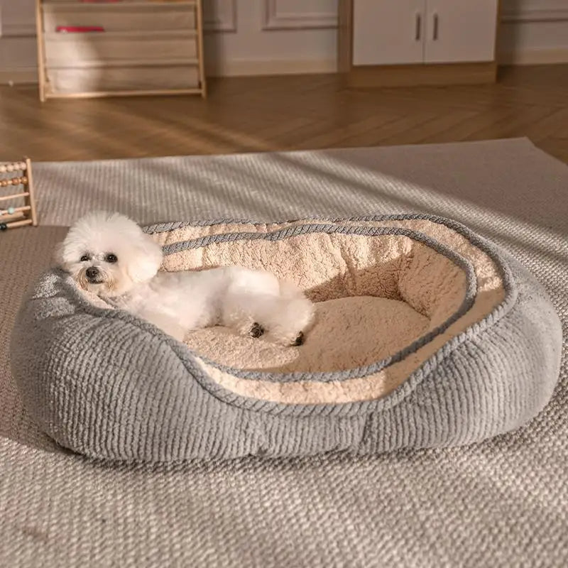 Plush Deep Sleep Dog and Cat Bed – Cozy Coral Fleece with Removable Cushion 3