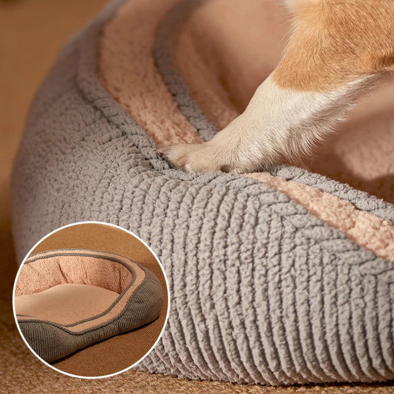 Plush Deep Sleep Dog and Cat Bed – Cozy Coral Fleece with Removable Cushion 4