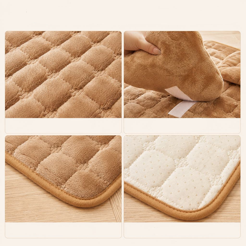 Plush dog bed mat with detachable pillow in light gray, featuring a cozy non-slip design suitable for small cats and dogs, measuring 50 x  8