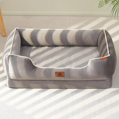 Plush Dog Sofa Bed with Thick Padding and Removable Cushions – Stylish Square Design 0