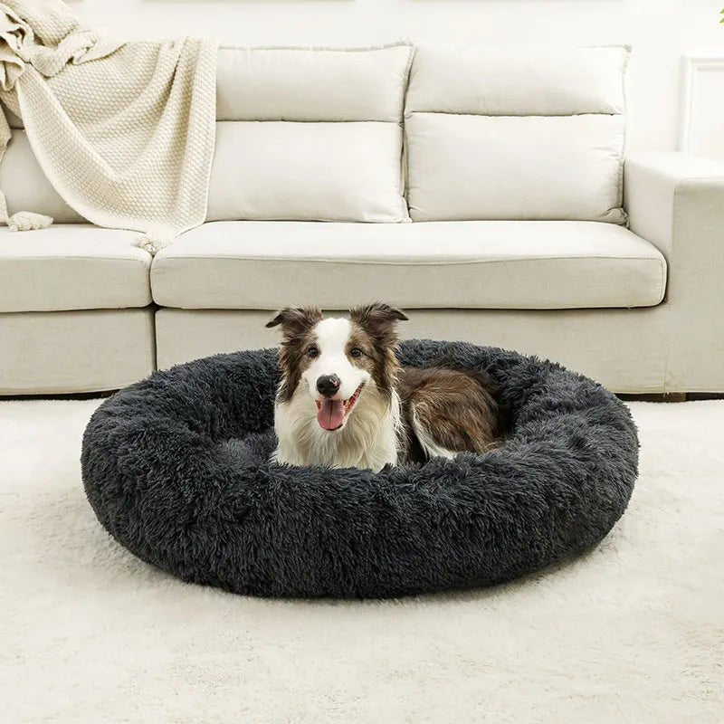 Plush Donut Dog Bed for Cats and Dogs – Soft Cotton Pet Bed for Ultimate Comfort 0