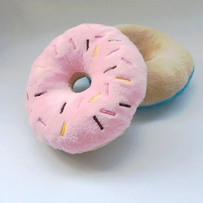 Plush Donut Dog Toy with Squeaker for Small and Medium Dogs – Soft and Interactive 0