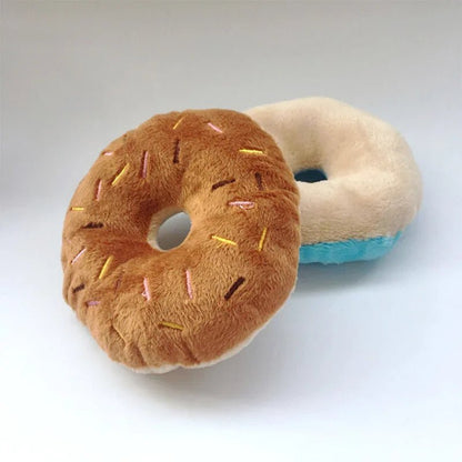 Plush Donut Dog Toy with Squeaker for Small and Medium Dogs – Soft and Interactive 4