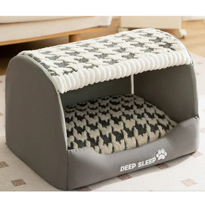 Plush Enclosed Dog House with Washable Cushion for Small to Medium Dogs 3