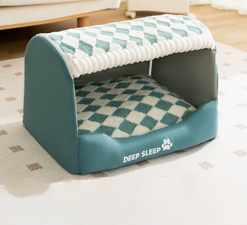 Plush Enclosed Dog House with Washable Cushion for Small to Medium Dogs 4