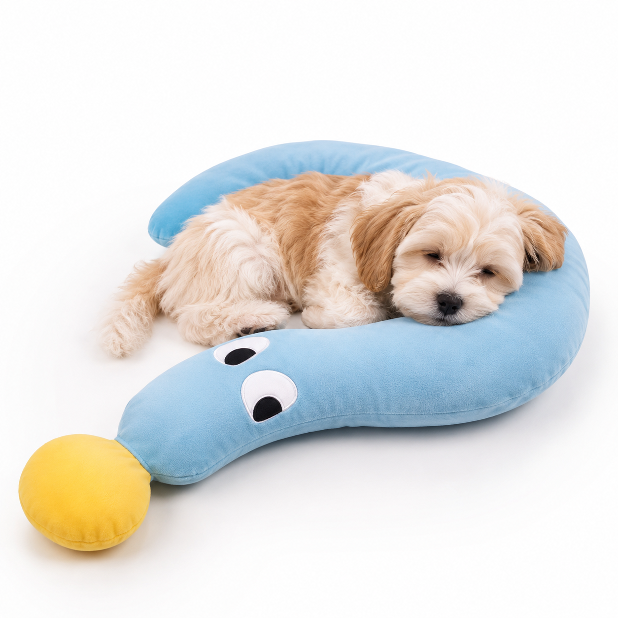 Plush pet pillow in a half-donut design, perfect cozy bed for cats and dogs, featuring a washable surface for easy cleaning. 1