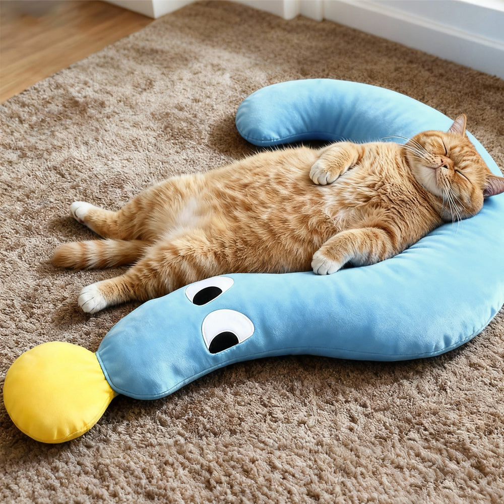 Plush pet pillow in a half-donut design, perfect cozy bed for cats and dogs, featuring a washable surface for easy cleaning. 5