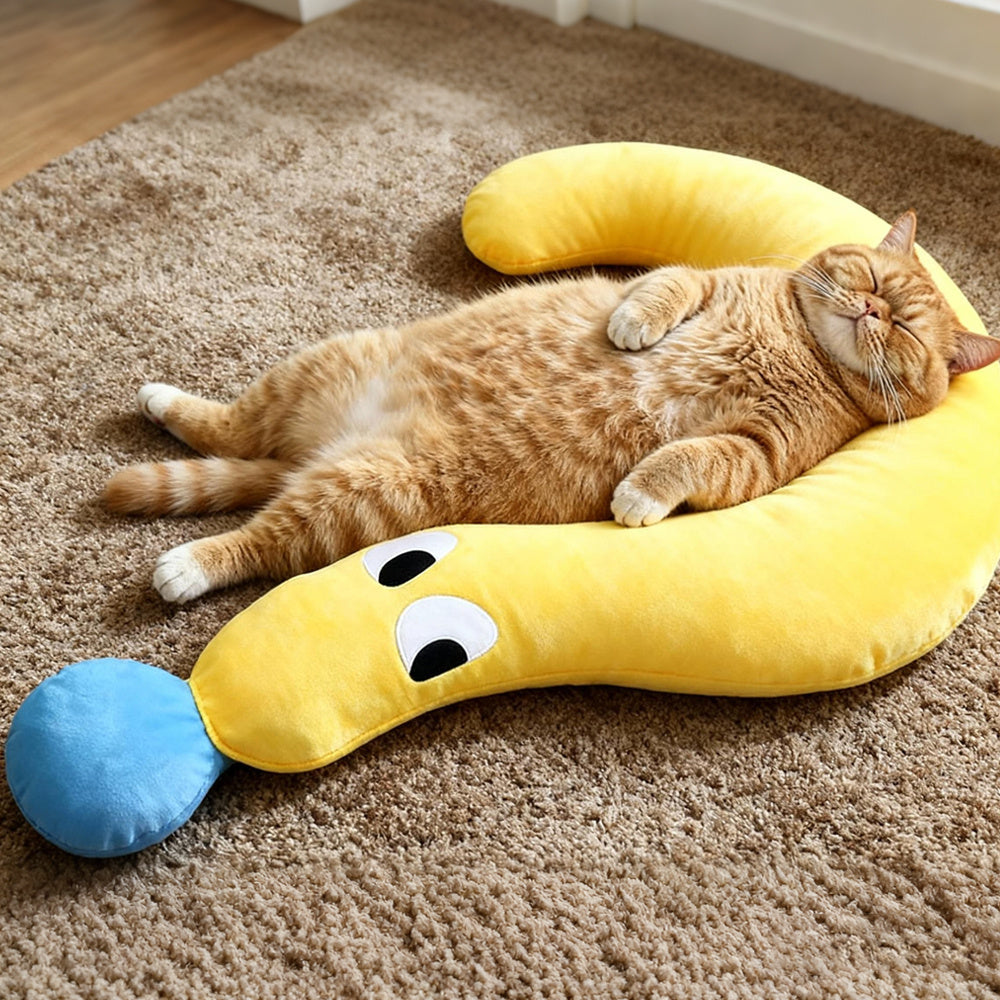 Plush pet pillow in a half-donut design, perfect cozy bed for cats and dogs, featuring a washable surface for easy cleaning. 6