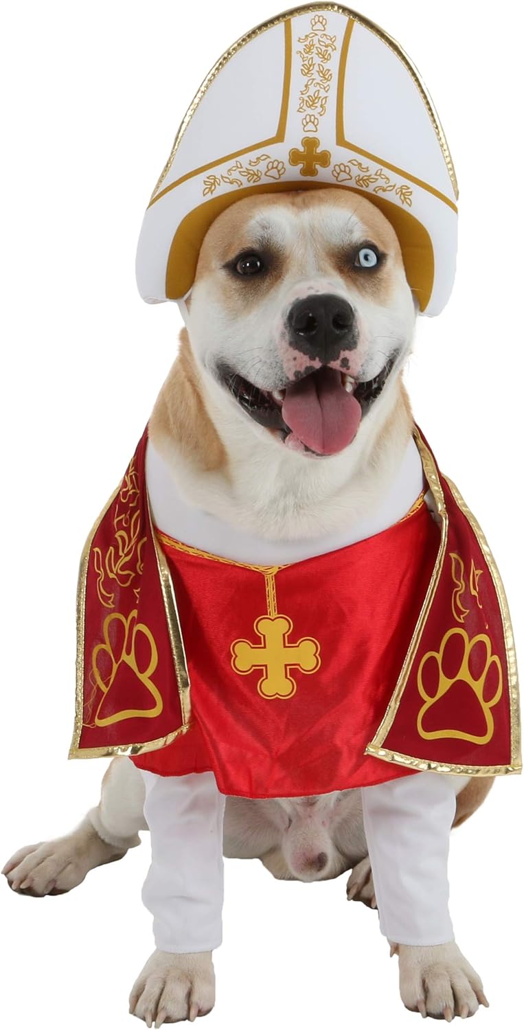 Pope Dog Costume for Small Breeds – Lightweight Halloween Dog Outfit with Classic Hat and Robes 2