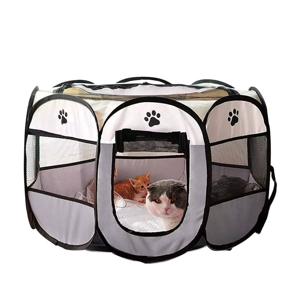 Portable Cat Tent and Small Dog Tent for Indoor Outdoor Use – 8 Mesh Panels for 360-Degree Visibility and Easy Access 0