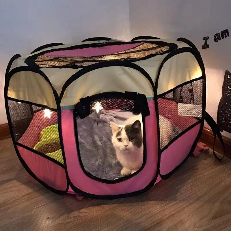 Portable Cat Tent and Small Dog Tent for Indoor Outdoor Use – 8 Mesh Panels for 360-Degree Visibility and Easy Access 2