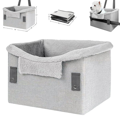 Portable Dog Car Seat for Small Dogs - Foldable Design with Safety Buckles, Ideal Dog Booster Seat for Pets Up to 25Lbs 1