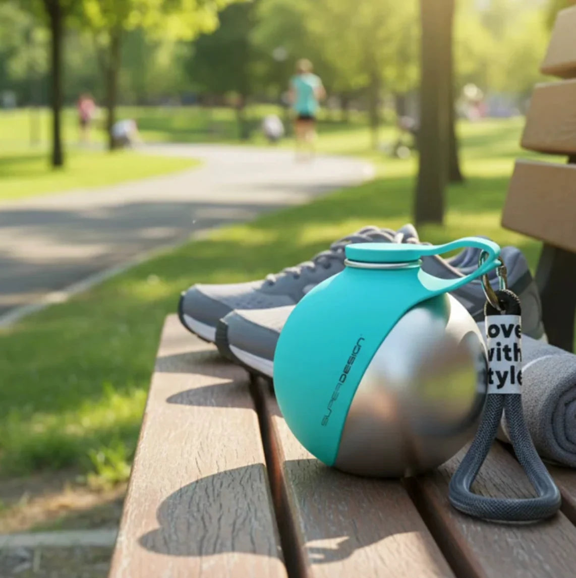 Portable dog water bottle featuring a collapsible bowl and a leak-proof design, perfect for keeping pets hydrated during travel and outdoor adventures. 6