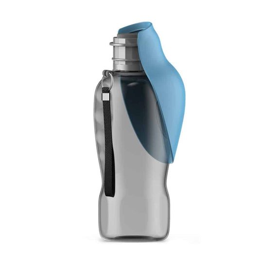 Portable dog water bottle with a foldable bowl, designed for travel, featuring an 800ml capacity for hydration on-the-go for pets. 0
