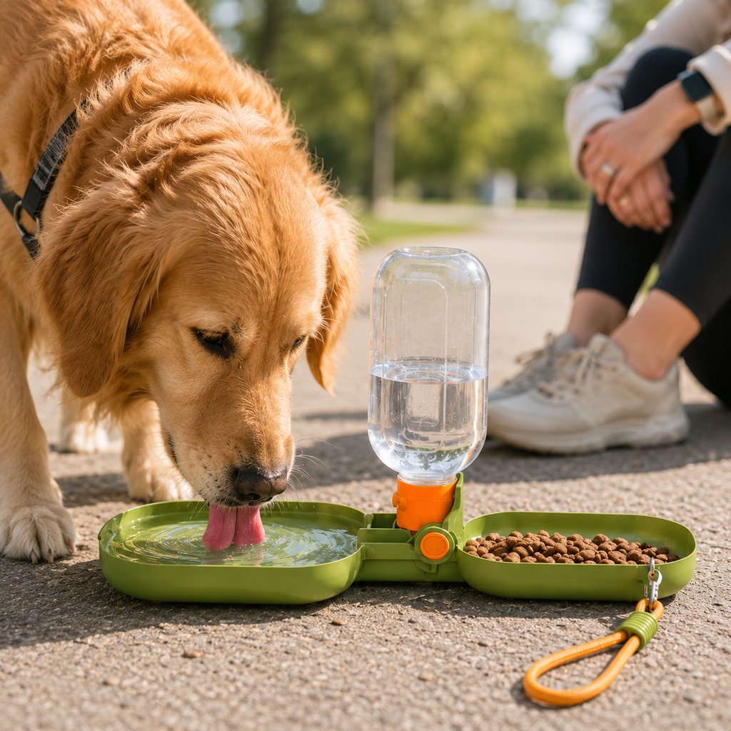 Portable folding dog bowl with leak-resistant design, suitable for travel; perfect for feeding and hydrating dogs and cats, holds up to 15.6 0