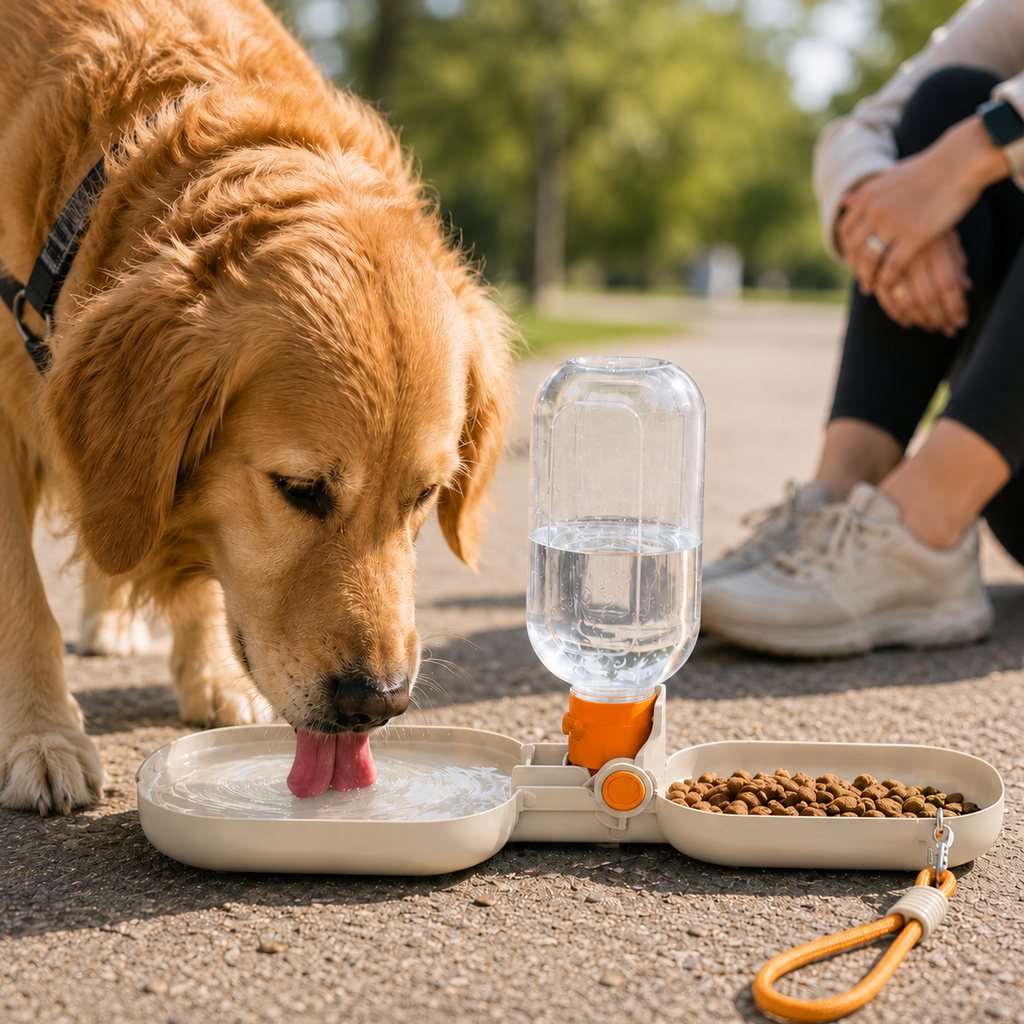 Portable folding dog bowl with leak-resistant design, suitable for travel; perfect for feeding and hydrating dogs and cats, holds up to 15.6 9