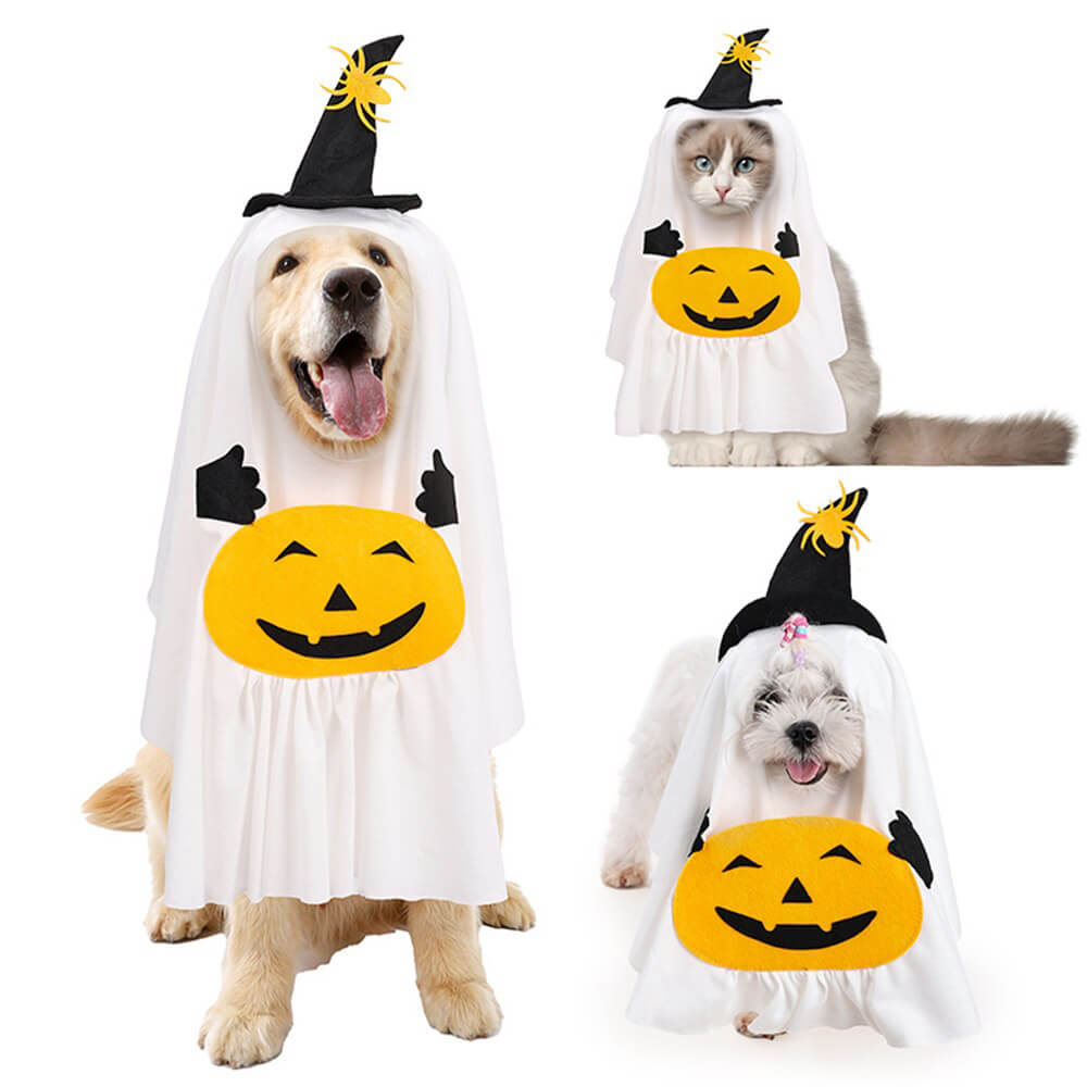 Pumpkin Ghost Halloween Costume for Pets – Adorable Outfit for Dogs and Cats 1