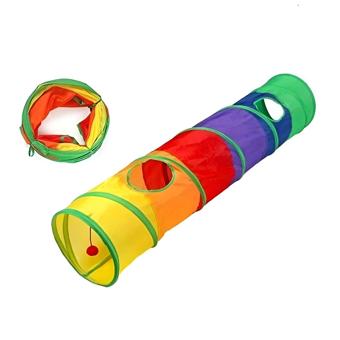 Rainbow Cat Tunnel with Built-In Toy – Foldable Design for Active Play 3