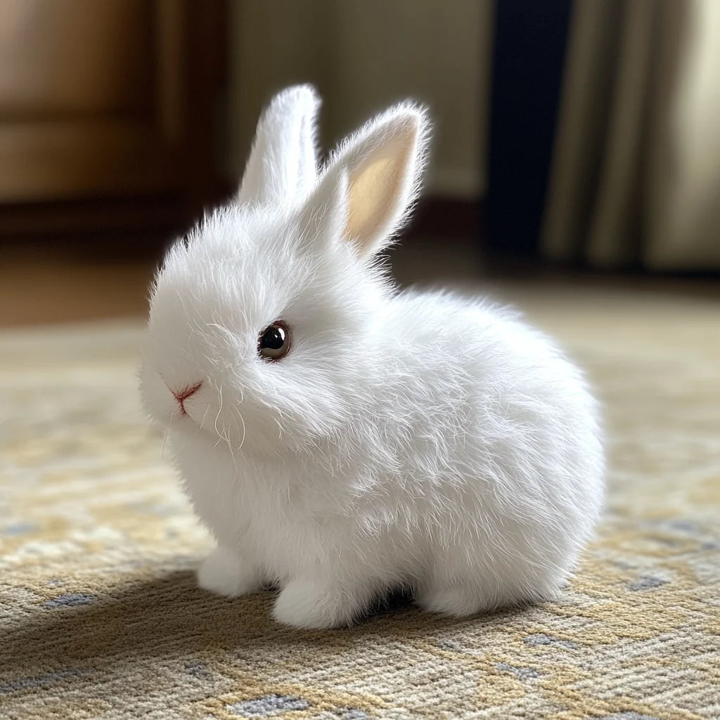 Realistic bunny toy with lifelike movements and soft fur, handcrafted eco-friendly rabbit stuffed animal for kids and collectors. 0