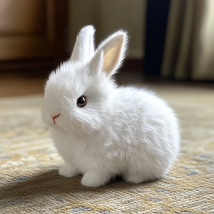 Realistic bunny toy with lifelike movements and soft fur, handcrafted eco-friendly rabbit stuffed animal for kids and collectors. 0
