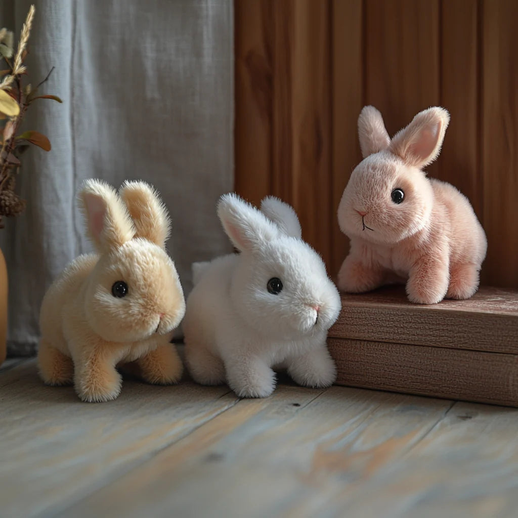 Realistic bunny toy with lifelike movements and soft fur, handcrafted eco-friendly rabbit stuffed animal for kids and collectors. 1