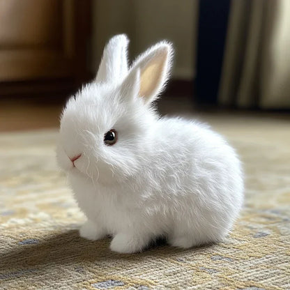 Realistic bunny toy with lifelike movements and soft fur, handcrafted eco-friendly rabbit stuffed animal for kids and collectors. 5