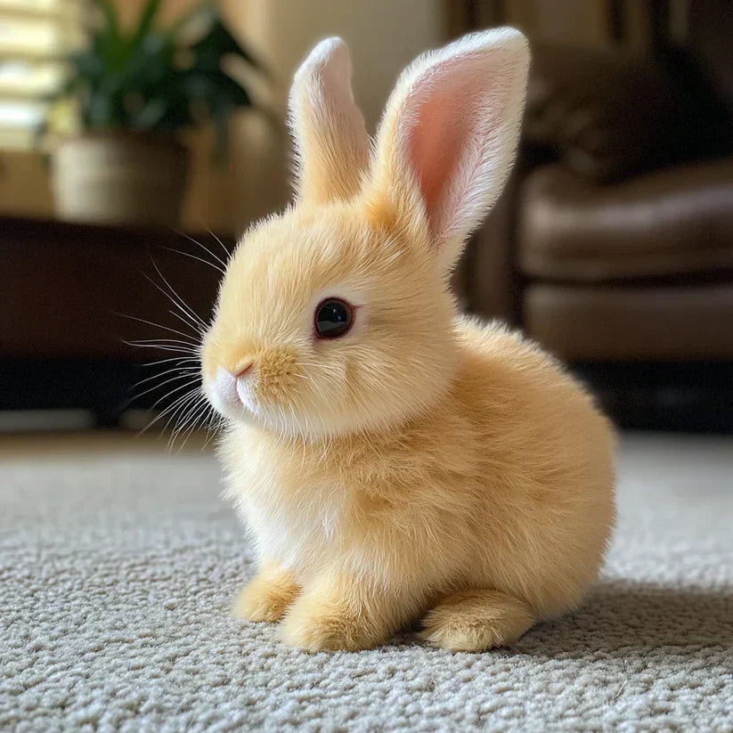 Realistic bunny toy with lifelike movements and soft fur, handcrafted eco-friendly rabbit stuffed animal for kids and collectors. 6