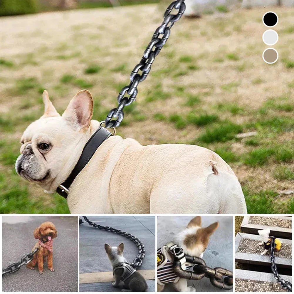 Realistic Iron Chain Style Dog Leash – Lightweight and Durable Plastic, 1.5m or 3m Length 6