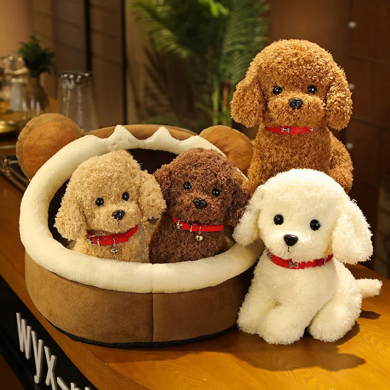 Realistic Plush Teddy Dog Toy for Kids – Soft 22cm Stuffed Animal in Brown and White, Perfect Cuddly Companion 1