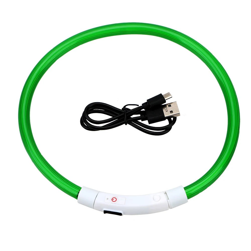 Rechargeable LED Dog Collar - Waterproof and Adjustable Night Safety Light - 50cm Durable ABS with Micro USB Charging 0