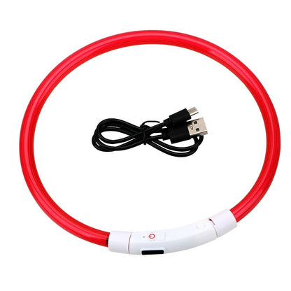 Rechargeable LED Dog Collar - Waterproof and Adjustable Night Safety Light - 50cm Durable ABS with Micro USB Charging 4