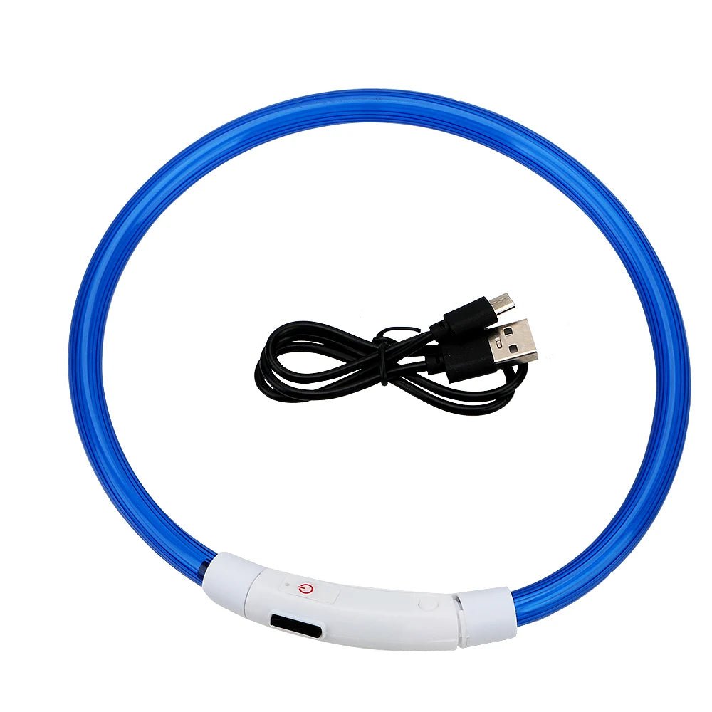 Rechargeable LED Dog Collar - Waterproof and Adjustable Night Safety Light - 50cm Durable ABS with Micro USB Charging 5