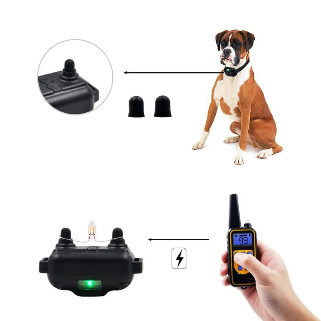 Rechargeable Waterproof Dog Training Collar with Remote Control – 800M Range, Shock, Vibration, and Sound Modes 2