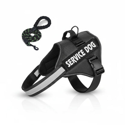 Reflective Adjustable Dog Harness with Service Dog Vest Badge – Durable Polyester for Enhanced Visibility and Comfort 1