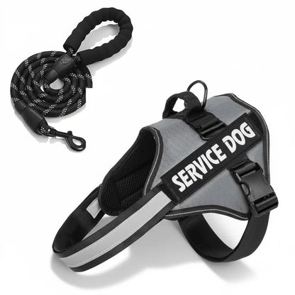 Reflective Adjustable Dog Harness with Service Dog Vest Badge – Durable Polyester for Enhanced Visibility and Comfort 10