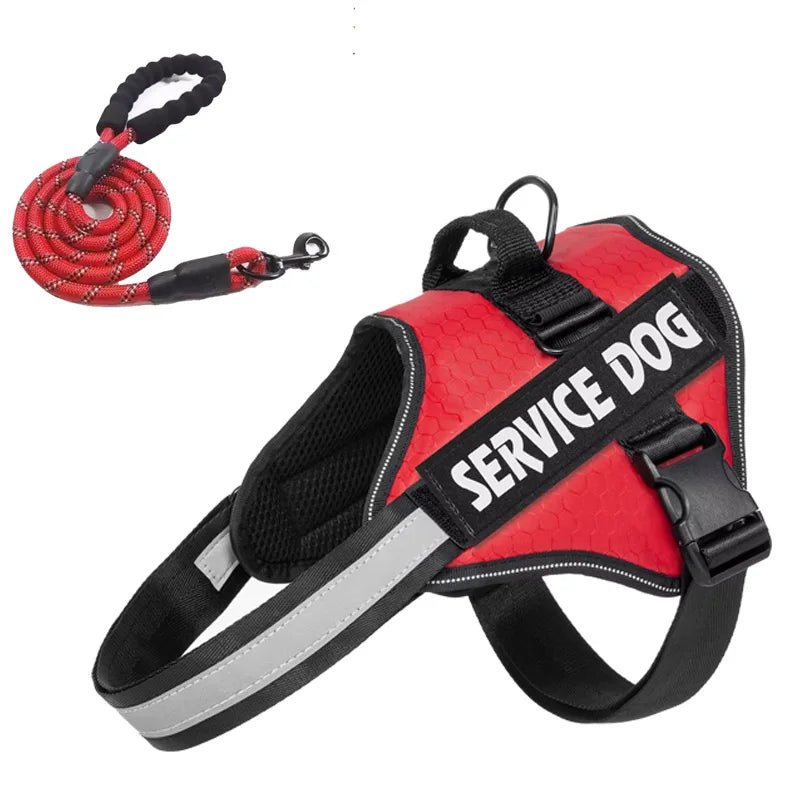 Reflective Adjustable Dog Harness with Service Dog Vest Badge – Durable Polyester for Enhanced Visibility and Comfort 12