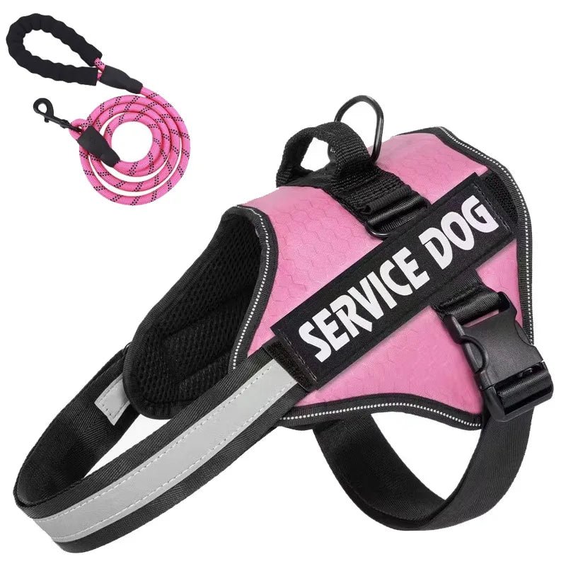 Reflective Adjustable Dog Harness with Service Dog Vest Badge – Durable Polyester for Enhanced Visibility and Comfort 15
