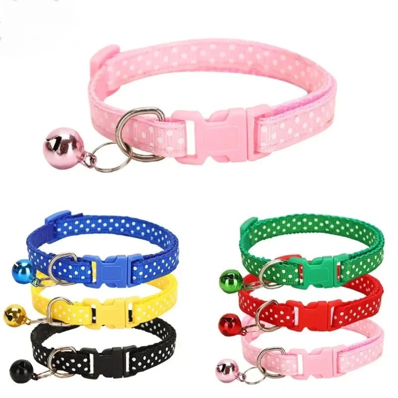 Reflective Cat Collar with Adjustable Fit, Safety Bell and Polka Dot Design – Multi-Colored for Cats and Small Dogs 1