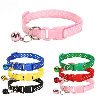 Reflective Cat Collar with Adjustable Fit, Safety Bell and Polka Dot Design – Multi-Colored for Cats and Small Dogs 1